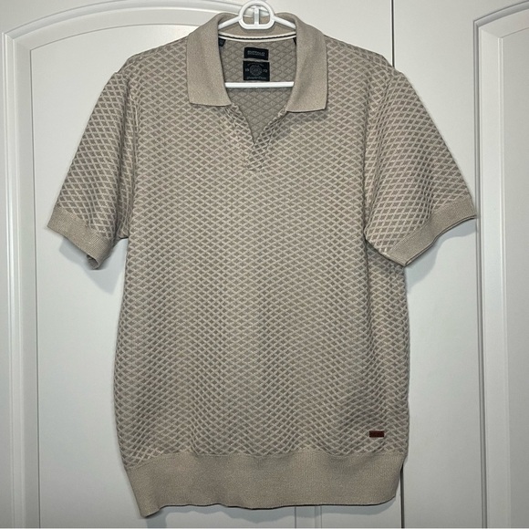 Buffalo David Bitton Men's Taupe Textured Polo - Picture 2 of 10